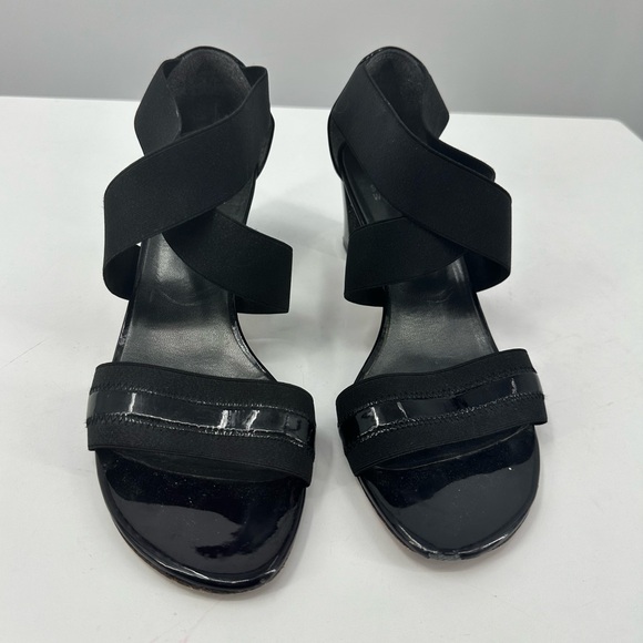 Stuart Weitzman Black Sandals 2" Heel Stretchy Straps Open Toe Womens 9 - Picture 2 of 11